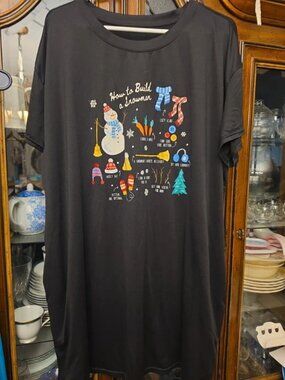 JOYSPUN How To Build a Snowman Sleep Shirt Nightgown with Pockets Comfy Soft
